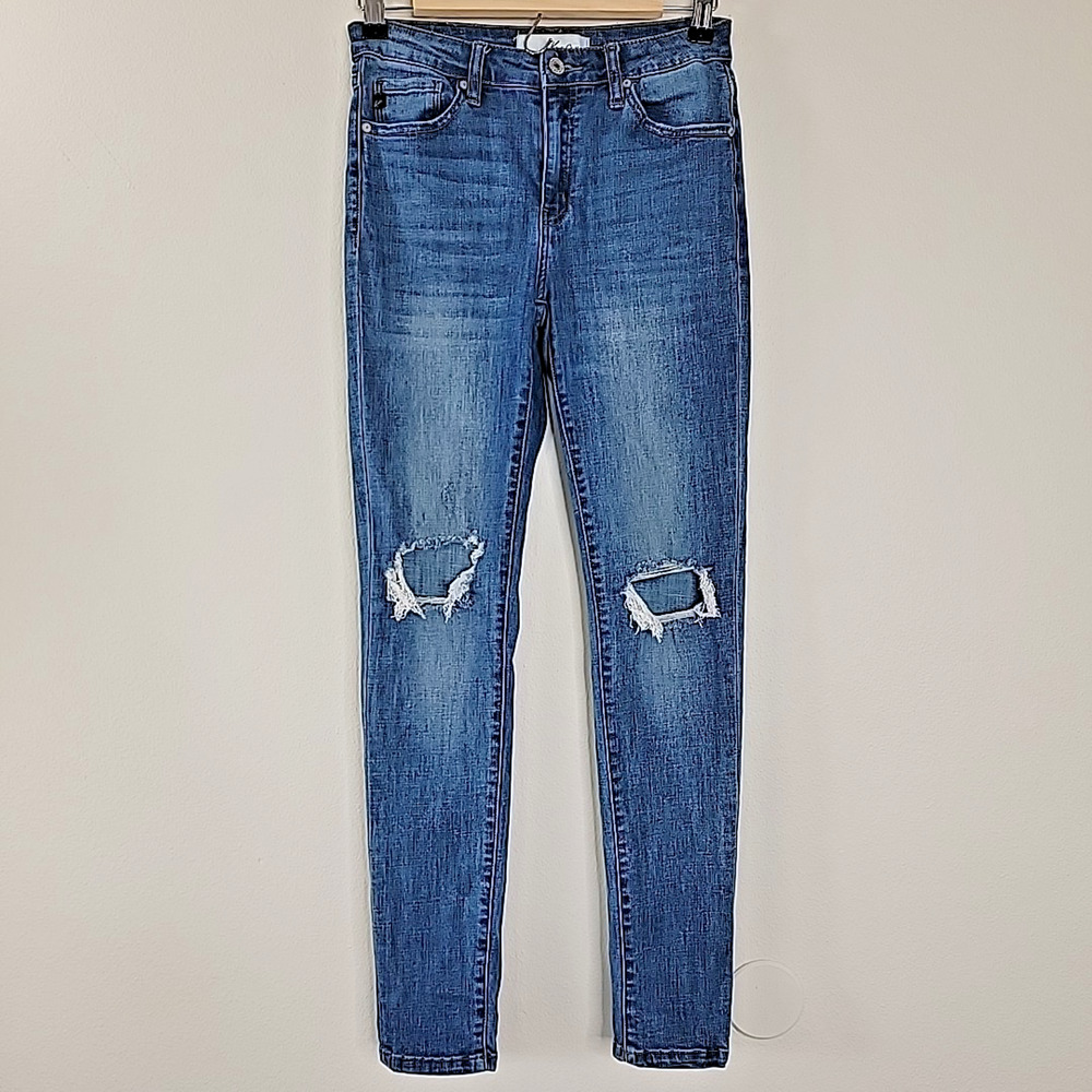 KanCan Women’s Distressed Skinny Jeans Blue Size 27/7 Stretch‎ Denim